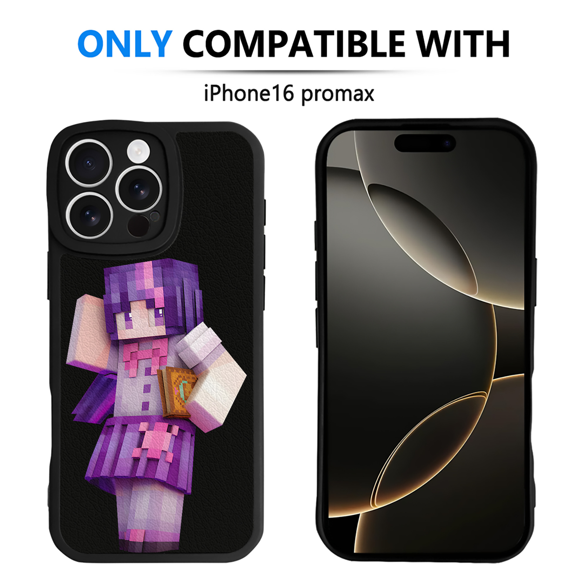 （画像用） マインクラフト ブロックの世界 Minecraft MC Block world 【iPhone 16シリーズ対応】シリコンスマホケース（レザー調） 材質：シリコン